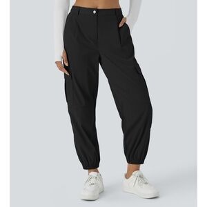 NWT HALARA Mid Rise Button Zipper Multiple Pockets Casual Cargo Joggers XL